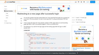 Redirecting to a new page after successful login - Stack Overflow