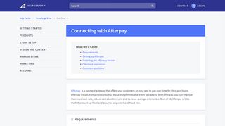 Connecting with Afterpay - Bigcommerce Support