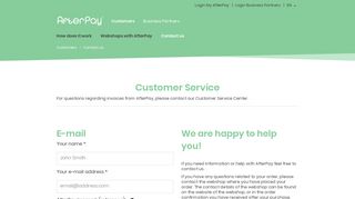 Contact us | AfterPay