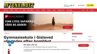 Bombhot mot gymnasieskola i Gislaved | Aftonbladet