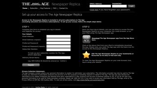 Set up your access to The Age Newspaper Replica