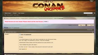 error 14 password - Age of Conan Global Forums