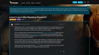 Can't Log In After Resetting Password? - Support - Funcom Forums