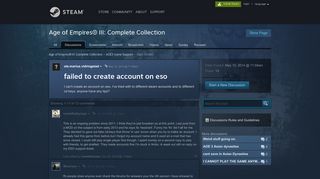 failed to create account on eso :: Age of Empires® III: Complete ...