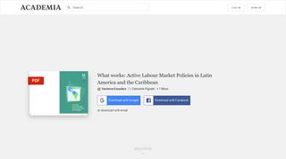 What works: Active Labour Market Policies in Latin America and the ...