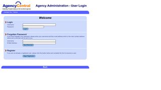 Agency Administration - User Login (Agency Central)