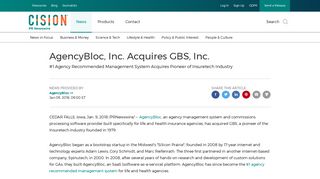 AgencyBloc, Inc. Acquires GBS, Inc. - PR Newswire