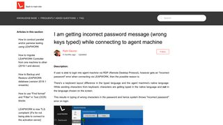 (wrong keys typed) while connecting to agent machine