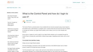 What is the Control Panel and how do I login to use it? – Agent Studio ...