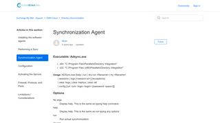 Synchronization Agent – Exchange My Mail - Support