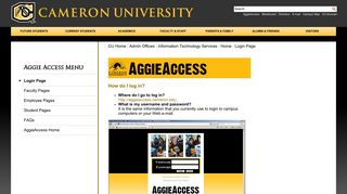 Login Page - Cameron University