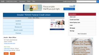 Greater TEXAS Federal Credit Union - Austin, TX - Credit Unions Online