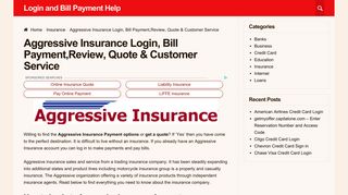 Aggressive Insurance Login, Bill Payment,Review, Quote & Customer ...
