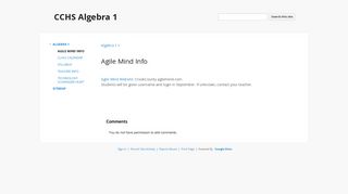 Agile Mind Info - CCHS Algebra 1 - Google Sites