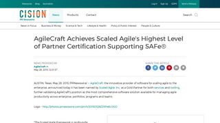 AgileCraft Achieves Scaled Agile's Highest Level of Partner ...
