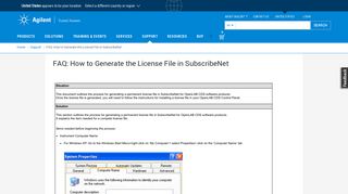 FAQ: How to Generate the License File in SubscribeNet | Agilent