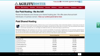 Paid Shared Hosting - Agilityhoster