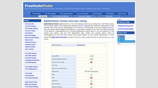 AgilityHoster review-free web hosting review and user rating