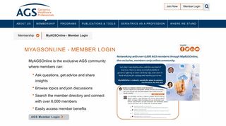 MyAGSOnline - Member Login | American Geriatrics Society