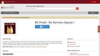 BC Portal - My Services (Agora) - BC Services - Boston College