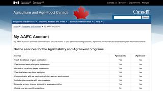 My AAFC Account - Agriculture and Agri-Food Canada (AAFC)