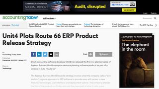 Unit4 Plots 'Route 66' ERP Product Release Strategy | Accounting Today