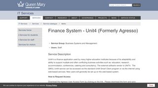 Finance System - Unit4 (Formerly Agresso) - IT Services