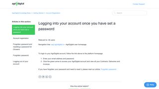 Logging into your account once you have set a password – AgriDigital ...