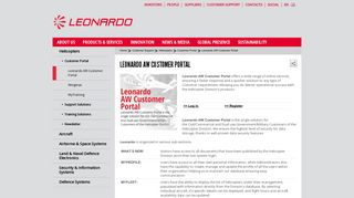 Leonardo AW Customer Portal - Leonardo - Aerospace, Defence and ...