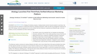 Ahalogy Launches First Third-Party Verified Influencer Marketing ...