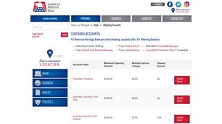 Checking Accounts - American Heritage Bank