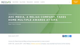 AHC Media, a Relias Company, Takes Home Multiple Awards at SIPA