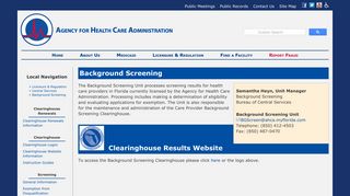 AHCA:Central Services: Background Screening