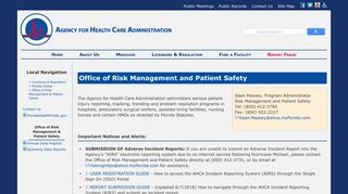 AHCA: Florida Center: Risk Management & Patient Saftey