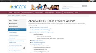 About AHCCCS Online Provider Website