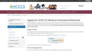 Apply for AHCCCS Health Insurance/KidsCare