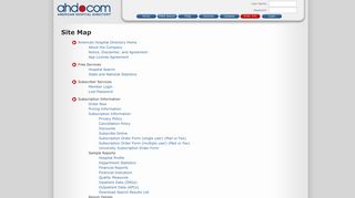 American Hospital Directory - Site Map