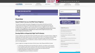 Online Education - Cancer Registry - Ahima