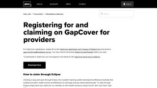Registering for and claiming on GapCover for providers – Help - ahm