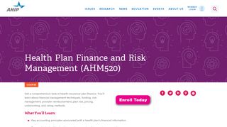 Health Plan Finance and Risk Management (AHM520) - AHIP