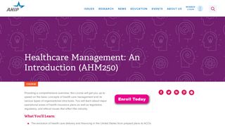 Healthcare Management: An Introduction (AHM250) - AHIP