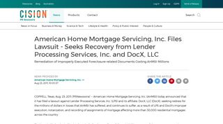 American Home Mortgage Servicing, Inc. Files Lawsuit - Seeks ...