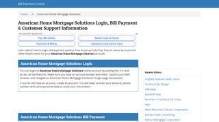 American Home Mortgage Solutions Login, Bill Payment & Customer ...