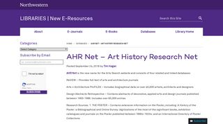AHR Net – Art History Research Net – New E-Resources