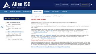 New Staff - Getting Started / Step 3: District Email Access - Allen ISD