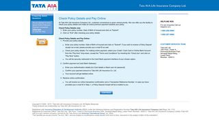 Policy Details and Pay Online | Tata AIA Life Insurance Co. Ltd - BillDesk
