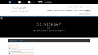 AIAS Members Login - the Academy Of Interactive Arts & Sciences
