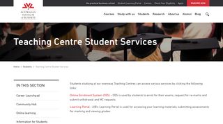 Teaching Centre Student Services | aib.edu.au