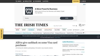 AIB to give cashback on some Visa card purchases - The Irish Times