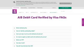 AIB Debit Card Verified by Visa FAQs